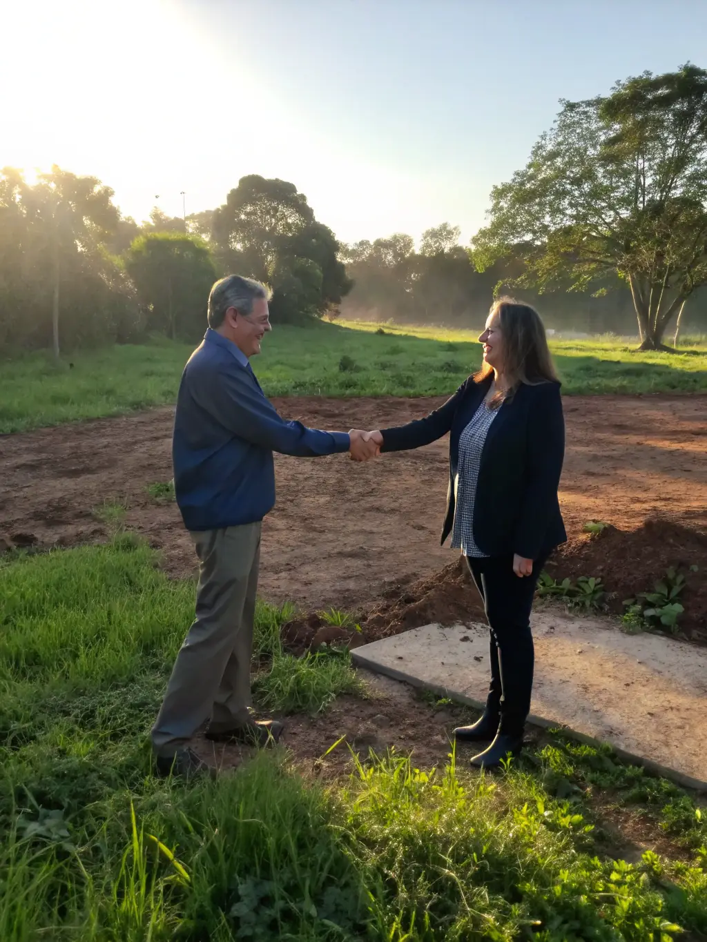 A photograph of LEPAPE representatives shaking hands with local business owners at a community event, symbolizing a strong partnership.