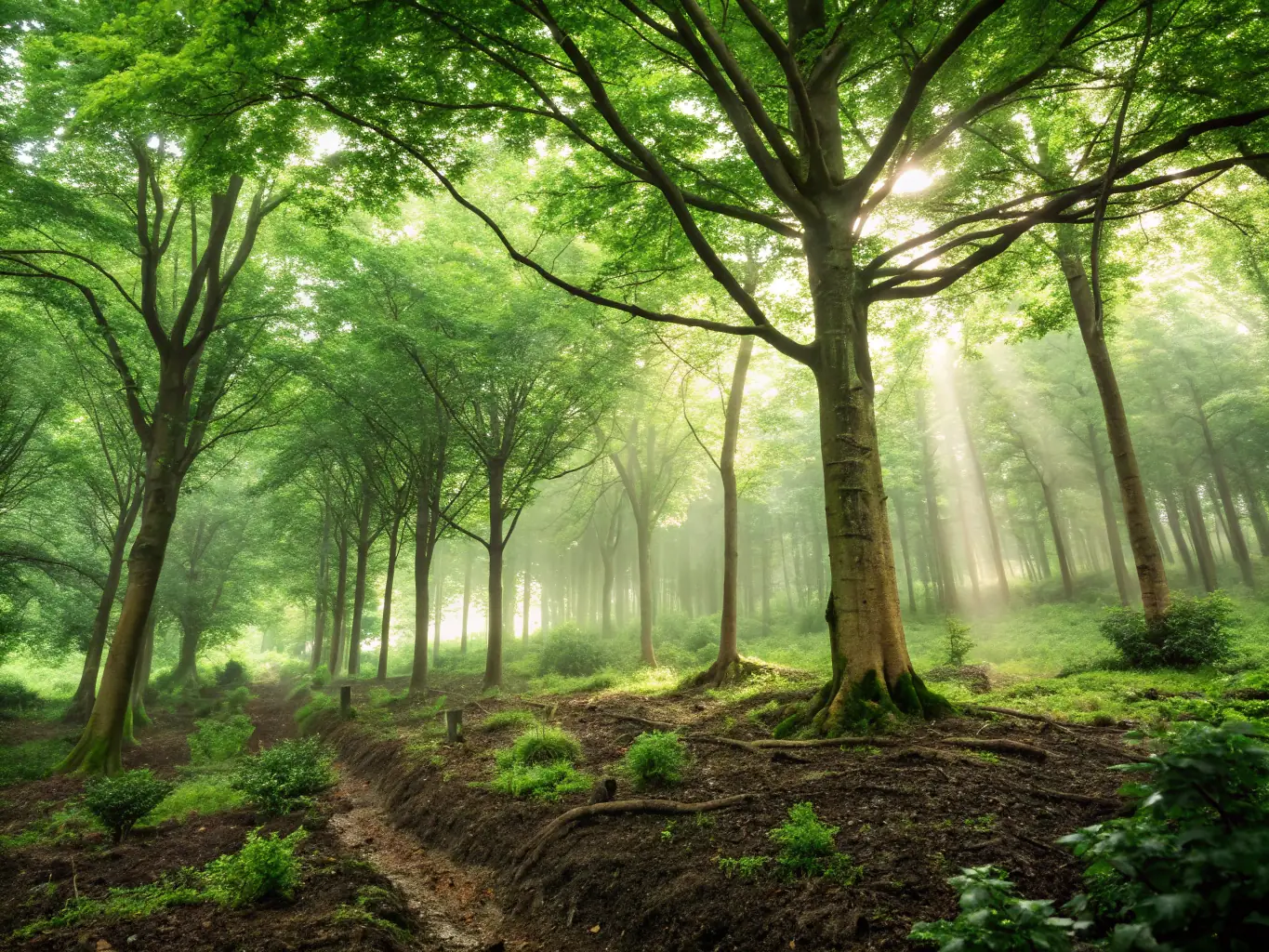 A group of participants planting trees in a deforested area, illustrating LEPAPE's dedication to reforestation and combating climate change.