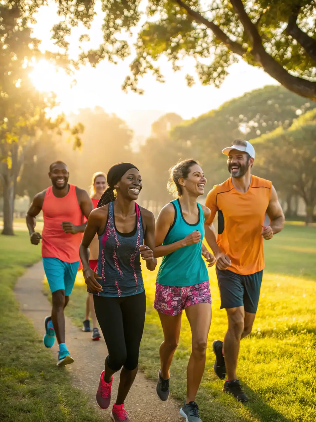 A dynamic shot of runners participating in a trail running event, showcasing the energy and excitement of LEPAPE's outdoor activities.